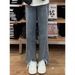 Spring/Summer Thin New Jeans Women, High Waist Slimming Split Hem Popular Flared Pants, Casual Nine-Tenths Length For_mkmklike.com
