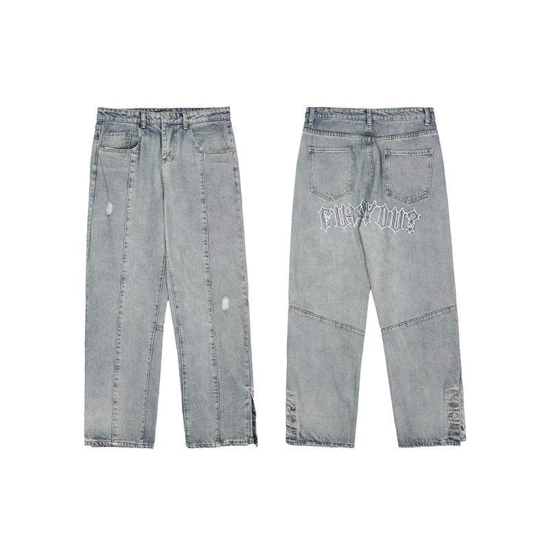 Streetwear Embroidery Button-Fly Jeans | Oversized Denim Pants With Vintage Wash & Hip-Hop Vibe (M-3XL) | Cotton Blend Relaxed Fit_mkmklike.com