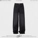 Men's Clothing Retro Washed Drape Loose Jeans Black Straight Wide Leg Pants Oversize Men And Women Pants_mkmklike.com