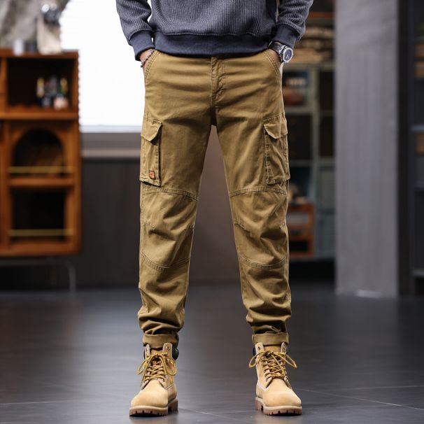 2024 New In Stock Men's Cargo Trendy Versatile Handsome Simple Casual Loose Straight Long Pants_mkmklike.com