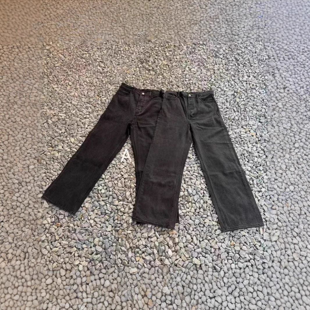 Men's Clothing Espresso Gray Jeans Loose Distressed Washed Retro Casual Trousers Trend_mkmklike.com