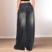European And American Street Fashion Retro Dark Print Color-blocking Low-waist Loose Straight Washed Distressed Casual_mkmklike.com