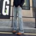 "Men's Retro Lightning Bolt Flared Jeans – Vintage 70s Style, Clean Fit, Straight Leg Comfort (S-3XL)"_mkmklike.com