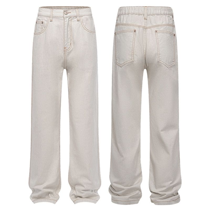 Men's Clothing & Archer0603 & Autumn Cleanfit White Loose Casual Wide Leg Pants, Versatile Straight Leg Jeans For Men_mkmklike.com