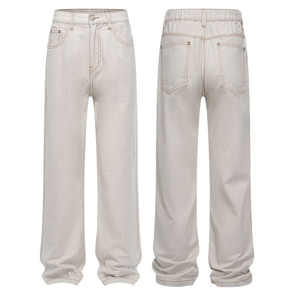 Men's Clothing & Archer0603 & Autumn Cleanfit White Loose Casual Wide Leg Pants, Versatile Straight Leg Jeans For Men_mkmklike.com