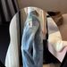American-style High Street Loose Straight-leg Jeans For Petite Women, With A Stylish Design, Washed Blue, High-waisted,_mkmklike.com