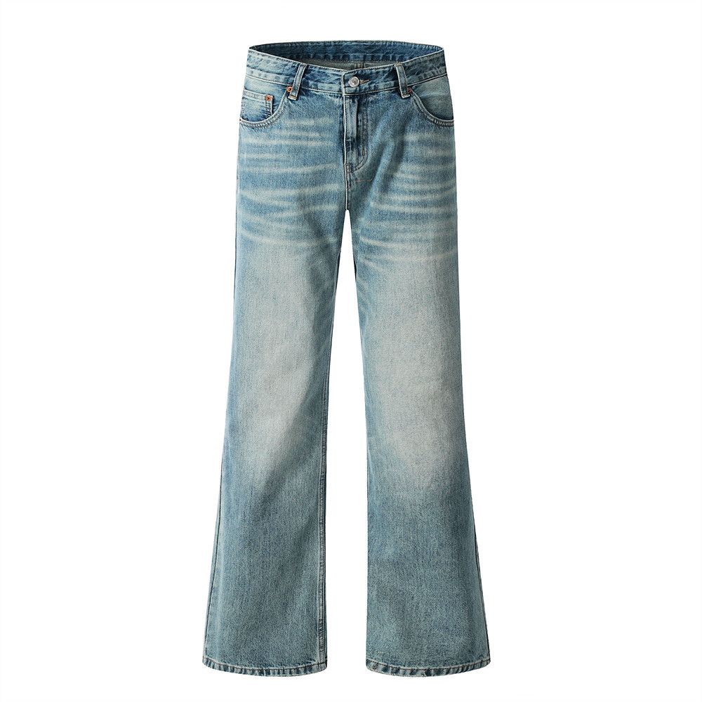 American Style Vintage Washed Flared Jeans For Men, Trendy Brand High Street Versatile Hip-Hop Tie-Dye Distressed_mkmklike.com