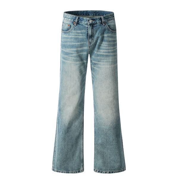 American Style Vintage Washed Flared Jeans For Men, Trendy Brand High Street Versatile Hip-Hop Tie-Dye Distressed_mkmklike.com