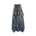 High Street Fart Curtain Wide-Leg Jeans For Women 2025 Autumn New Slim High-Waist Loose Retro Ripped Straight Pants_mkmklike.com