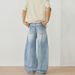 Men's Clothing Retro Washed Light Color Heavyweight Curved Jeans Men's Wear Archer0603 Unisex Versatile Trendy Wide Leg Trousers_mkmklike.com