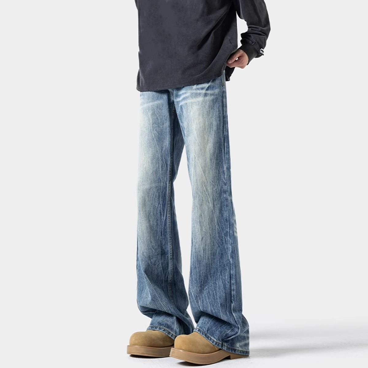 Men's Stretch Denim Pants – Tall & Slim Fit Washed Jeans For Teenagers (S-3XL, Mid-Rise Straight Leg)_mkmklike.com