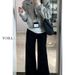 Women's Winter Flared Jeans - Warm Fleece-Lined Straight Leg Black Denim Pants For Everyday Comfort_mkmklike.com