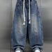 Men's Retro Wide-Leg Denim Pants – 90s Vintage Washed Straight Cut Jeans With Utility Pockets (Blue, M-Xxxl)_mkmklike.com