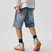 Men's & Women's Vintage Blue Straight Denim Shorts With Cat Whisker Texture - Summer Cool Comfort Casual Wear_mkmklike.com