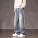 Men's Curved Blade Jeans Trendy Loose Straight Leg Pants Casual Wide Leg Trousers Style 2026 New Men's Clothing_mkmklike.com