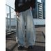 Split Structure Old Washed Jeans Men's Autumn New Retro Profile Scimitar Pants Loose Trendy Brand Long Pants_mkmklike.com
