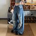 Retro American Street Style Ripped Jeans Straight Leg Distressed Design Slimming Floor Length Trousers Trendy Brand_mkmklike.com