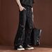 Men's Streetwear Distressed Wide-Leg Jeans - Oversized Straight Fit With Splatter Paint & Ripped Details_mkmklike.com