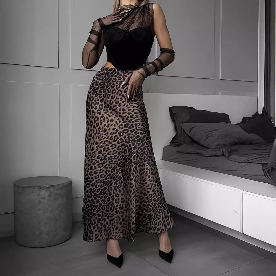 Women's clothing Print High Waist Bohemian Swing Drape A-Line Skirt_mkmklike.com