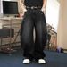 Cross Border American High Street Retro Street Fashion Black Loose Wide Leg Straight Casual Jeans_mkmklike.com