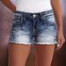 Women's Clothing Fashion Ins Elastic Patch Denim Embroidered Ripped Denim Shorts_mkmklike.com