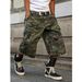 Men's Street Style Summer Casual Camouflage Capri Shorts Distressed Frayed Silhouette Loose Fit Workwear_mkmklike.com