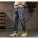 BOY Autumn Winter Jeans Trendy Brand Retro 2024 New Loose Straight Harem Casual Long Fleece Lined Men's Pants_mkmklike.com