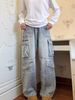 "Men's Distressed Washed Workwear Jeans – Oversized Cargo Pants With Multi-Pockets (Retro Streetwear, Heavy-Duty Denim)"_mkmklike.com
