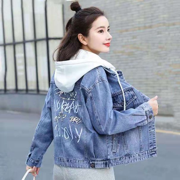 Women’s Hooded Denim Jacket – Embroidered Slim Fit Cropped Jacket For Spring & Autumn (S-3XL, White & Indigo)_mkmklike.com