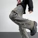 New Environmentally Friendly Fabric Jeans Men's American Retro Big Pocket Rough Edge Old Washed High Street Tooling Wide Leg Trousers_mkmklike.com