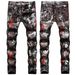 Men's Glow-in-the-Dark Digital Print Jeans – Slim Fit Clubwear With Reflective Design (Mid-Rise, Stretch Denim)_mkmklike.com