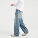 Men's Distressed Patchwork Jeans – Oversized Straight-Leg Denim Pants, Streetwear Baggy Cargo Pants With Raw Hem_mkmklike.com