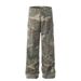American Style Washed Vintage Camouflage Men's Loose Jeans High Street Trend Outdoor Mountain Workwear Pants_mkmklike.com