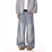 Men's American Retro Washed Cleanfit Jeans High Street Trendy Straight Loose Casual Wide Leg Trousers_mkmklike.com