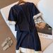 Deep Blue Lace Patchwork Denim Dress For Women's Summer New Design, Loose And Slimming Straight Tube Short Skirt_mkmklike.com