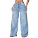 Low-Rise Distressed Jeans For Women – Rhinestone Embellished Button-Fly Straight Leg Denim Pants (S-XXL, 3 Washes)_mkmklike.com