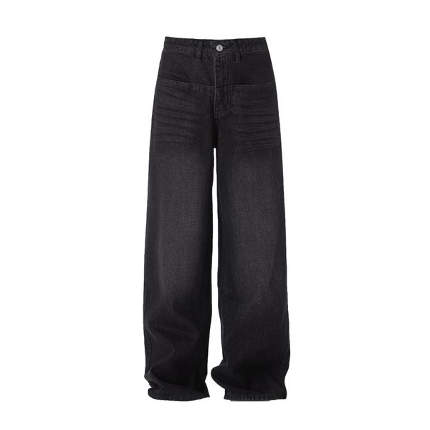Men's Clothing Drape Loose Jeans Black Straight Wide Leg Pants Oversize Men And Women Pants_mkmklike.com