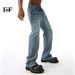 EF JEANS | 2024 New Washed Light Blue White Lightning Crack High Street Personality Jeans Trendy Men And Women_mkmklike.com