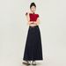 K Retro And Versatile Women's High-waisted A-line Flowing Maxi Skirt_mkmklike.com