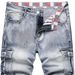 Men's Clothing Fashionable Workwear Men's Workwear Denim Shorts – Euro Style Cargo Mid-Length Jeans (S-2XL, Utility Pockets, Stiff Cotton Blend)_mkmklike.com