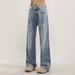Men's Vintage Light Wash Blue Jeans Flared Trousers, Relaxed Fit Bootcut Denim Pants With Distressed Details, High Waist Wide Leg Streetwear_mkmklike.com