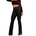 Y2K High Street Elastic High Waist Jeans Women Little Bell-bottoms Pants Pockets Jeans Streetwear Wide Leg Long Trousers Pants_mkmklike.com