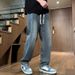 Men's Straight Leg Jeans Loose Fit Wide Leg Casual Pants Thin Style Youth Summer 2024 New Arrival_mkmklike.com