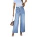 Women's Wide Leg Jeans High Elastic Waist Flared Pants Loose Y2K Style Casual Denim Trousers for European And American Market 2024_mkmklike.com