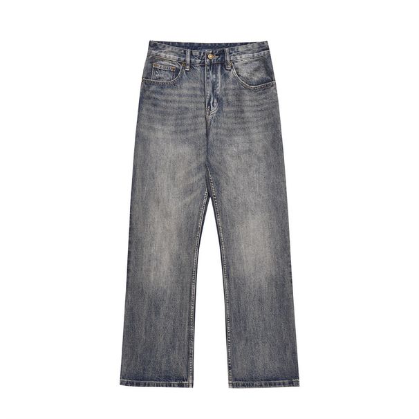American Street Washed Jeans For Men Loose Straight Long Ins Trendy Brand Casual Versatile Wide-Leg Pants_mkmklike.com