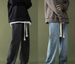 Drawstring Elastic Jeans Men's Retro Loose Casual Straight Trendy Brand Wide-leg Large-size Trousers_mkmklike.com