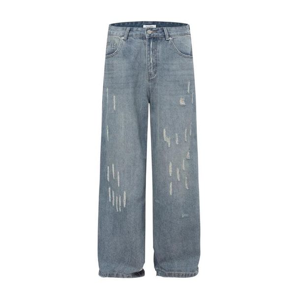 Vintage Washed Distressed Denim Jeans For Men & Women – Relaxed Fit Straight Leg Wide Trousers With Comfortable Stretch_mkmklike.com