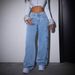 Trendy High-Waisted Butterfly Print Flared Jeans For Women - Comfortable Cotton Blend Denim Pants With Vintage Floral Design_mkmklike.com