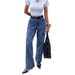 Women's High-Waisted Distressed Star Jeans – Vintage Washed Denim, Loose Fit & Streetwear Style (Sizes S-Xl)_mkmklike.com