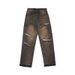 UNF Cleanfit Versatile Basic Washed Foot Cuff Distressed Frayed Vintage Casual Straight Leg Ripped Jeans For Men_mkmklike.com